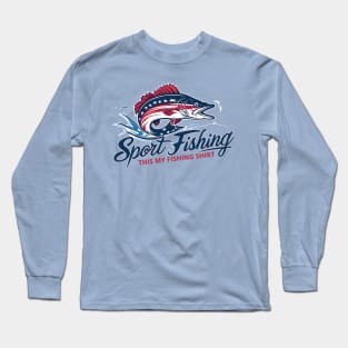 Red, White, and Walleye: Sport Fishing Independence Long Sleeve T-Shirt